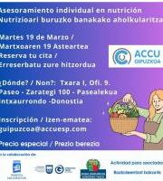 Jardunaldia: Nutrizioari Buruzko Banakako Aholkularitza